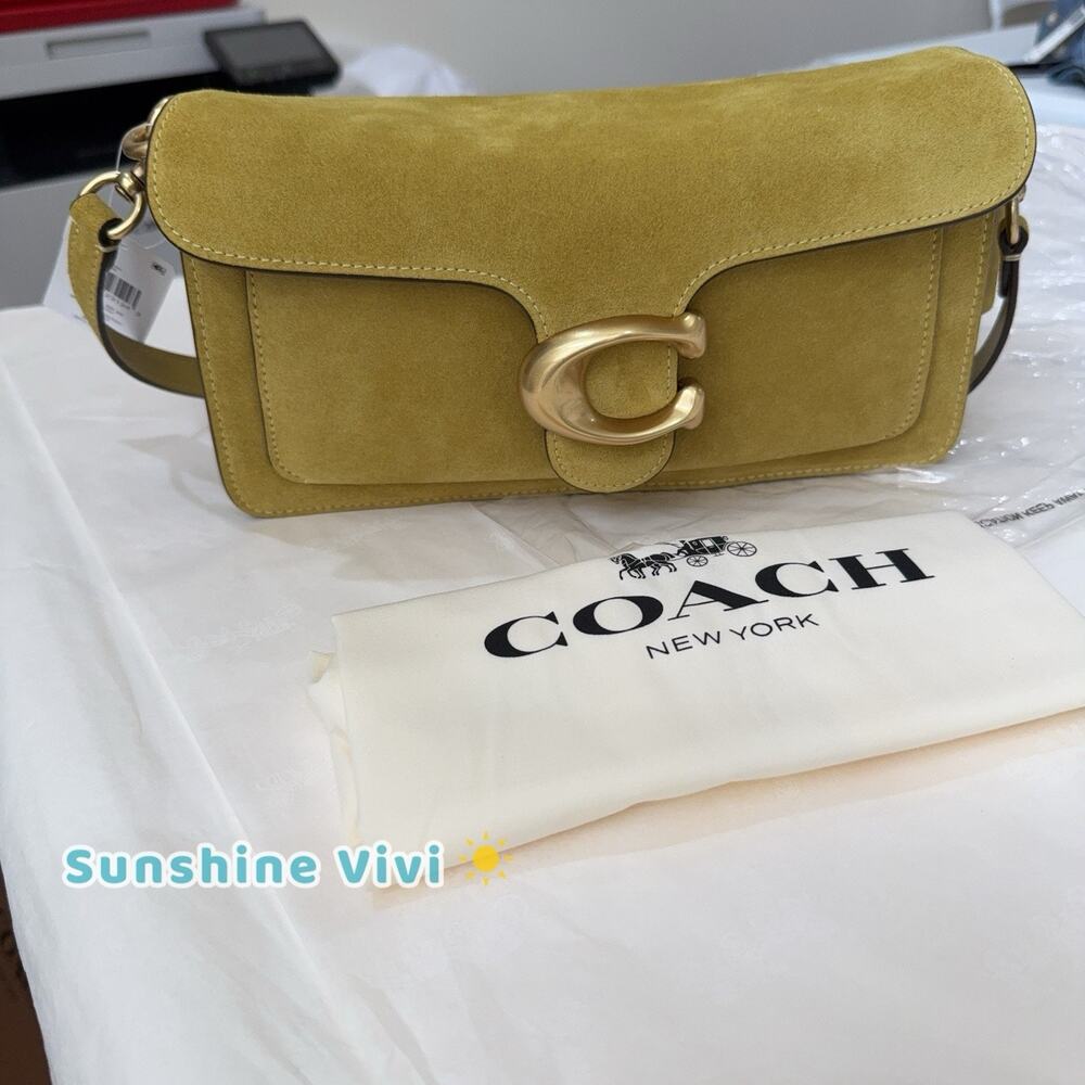 NWT Coach Suede Tabby Shoulder Bag 26 CEN52 Brass/Light Citron - Picture 2 of 13